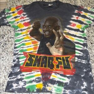 Vintage Shaq-Fu Video Game Promo Tee Shaquille O'Neal Shirt 1994 Medium Tie Dye.
